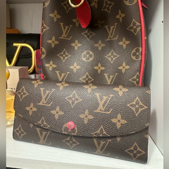 no brand Handbags - Louis Vuitton Brown and Red Monogram Wallet